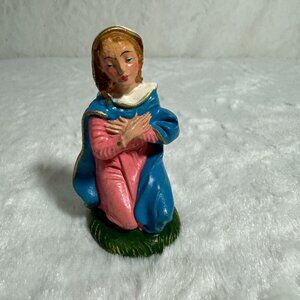 Vintage Nativity Hand-Painted Kneeling Mary Replacement Figurine Italy Chalkware